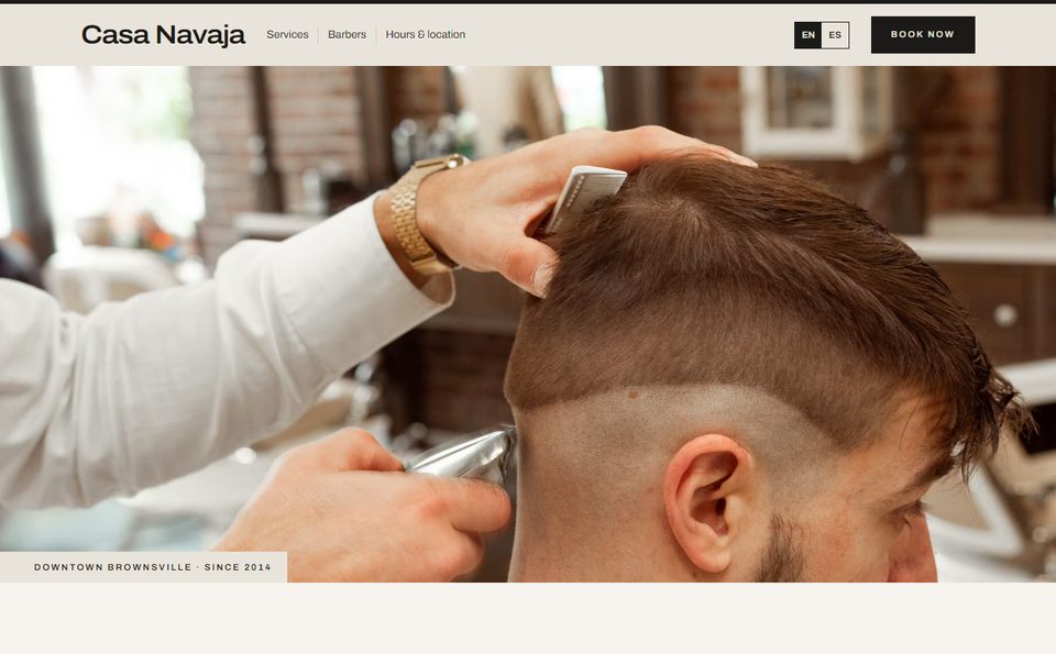 Sample barbershop website: Casa Navaja